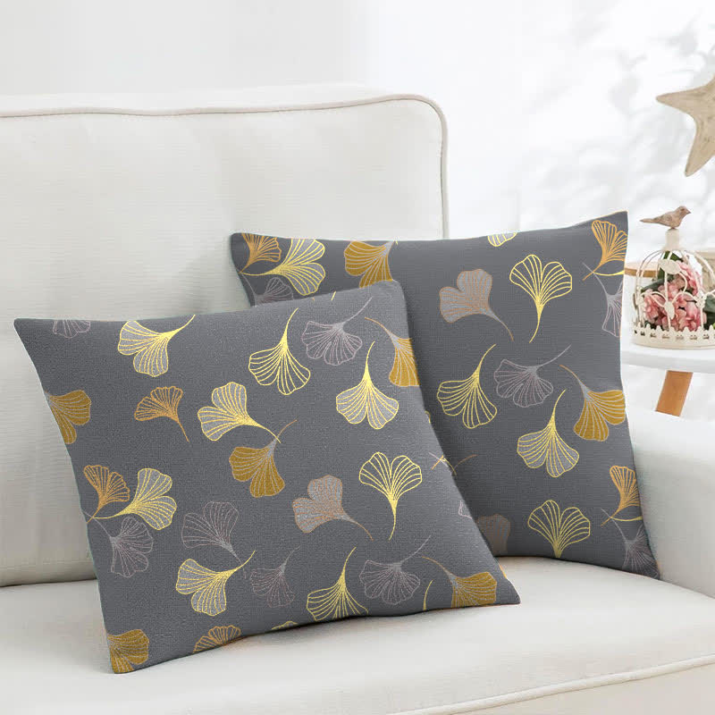 Ownkoti Ginkgo Biloba Cotton Jacquard Square Pillowcases(2PCS) - Dark Grey - 18" x 18" - image 27