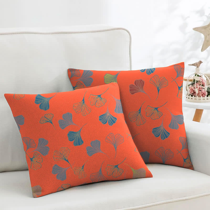 Ownkoti Ginkgo Biloba Cotton Jacquard Square Pillowcases(2PCS) - Bright Orange - 18" x 18" - image 20