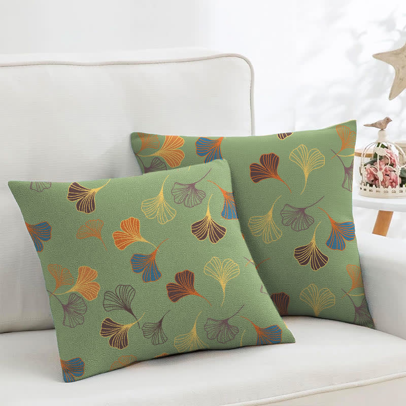 Ownkoti Ginkgo Biloba Cotton Jacquard Square Pillowcases(2PCS) - Green - 18" x 18" - image 12