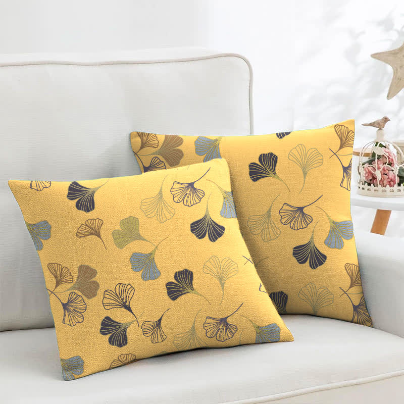 Ownkoti Ginkgo Biloba Cotton Jacquard Square Pillowcases(2PCS) - Light Yellow - 18" x 18" - image 31
