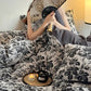 Black Camellia Natural Cotton Bedding Set(4PCS)