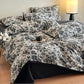 Black Camellia Natural Cotton Bedding Set(4PCS)