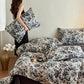 Black Camellia Natural Cotton Bedding Set(4PCS)