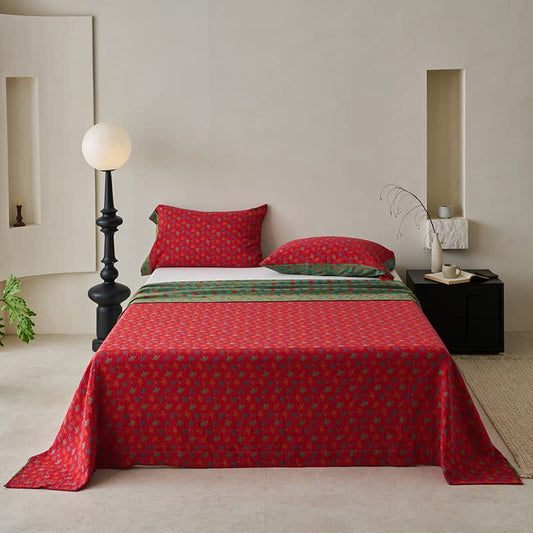 Nature-inspired Ginkgo Biloba Natural Cotton  Bedspread - Red - 2PCS Pillowcases - 41" x 20" - image 1