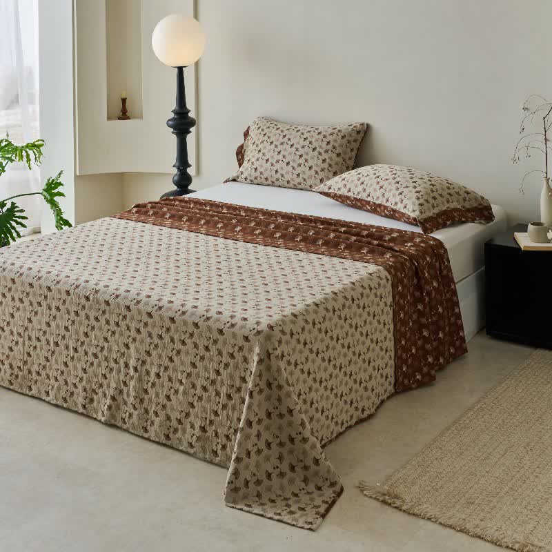 Nature-inspired Ginkgo Biloba Natural Cotton  Bedspread - image 6
