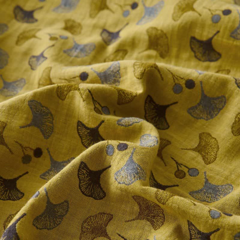 Nature-inspired Ginkgo Biloba Natural Cotton  Bedspread - image 12