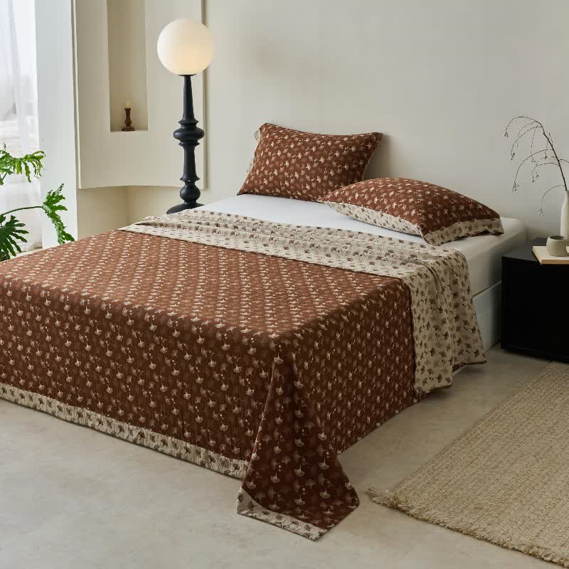 Nature-inspired Ginkgo Biloba Natural Cotton  Bedspread - image 18