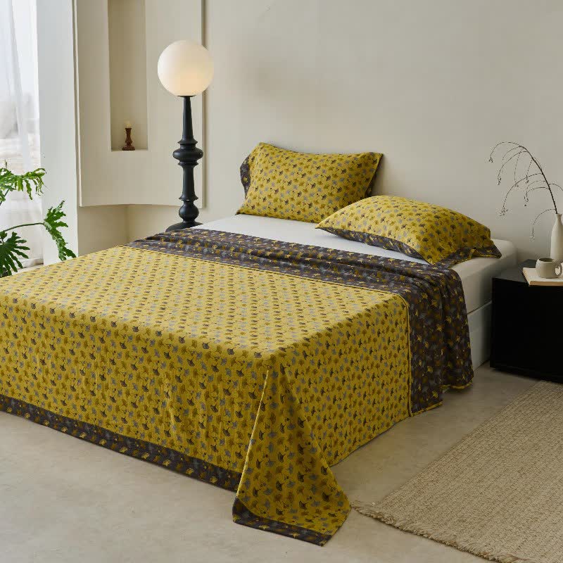 Nature-inspired Ginkgo Biloba Natural Cotton  Bedspread - image 10