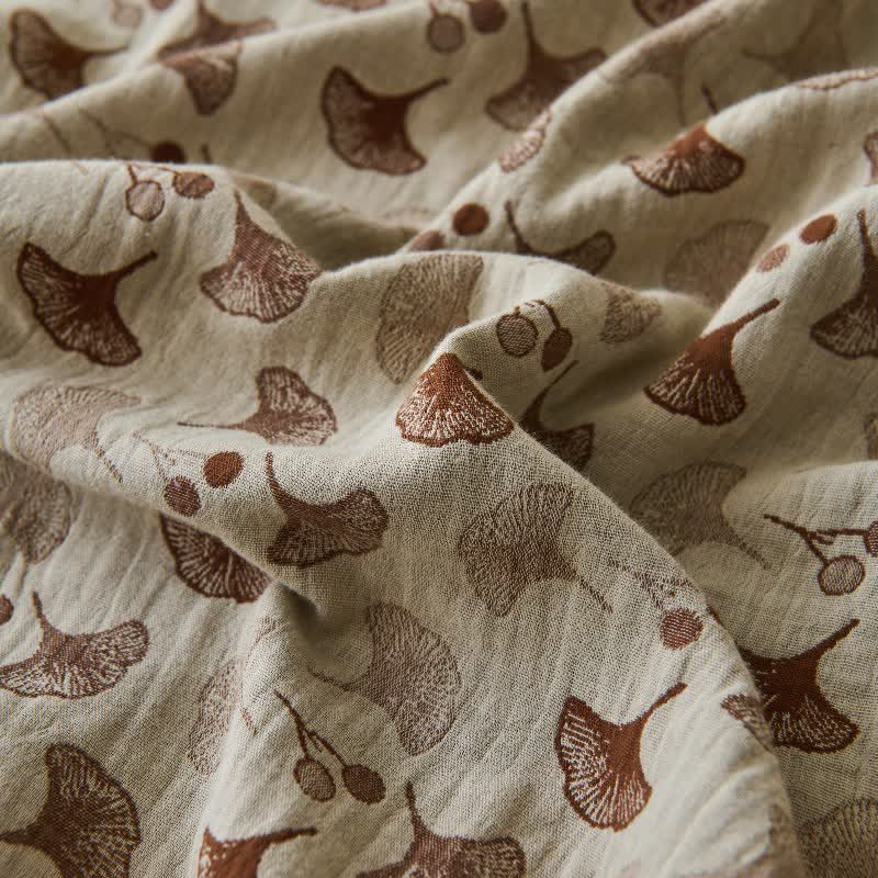Nature-inspired Ginkgo Biloba Natural Cotton  Bedspread - image 8