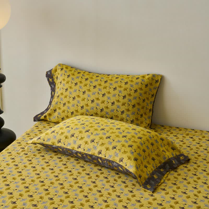 Nature-inspired Ginkgo Biloba Natural Cotton  Bedspread - image 11