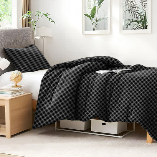 Minimalist Grid Pattern Cotton Dorm Bedding Set - image 2