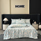 Silky Watercolor Flower Print Natural Quilt - Blue - Bedding Sets - King - image 3
