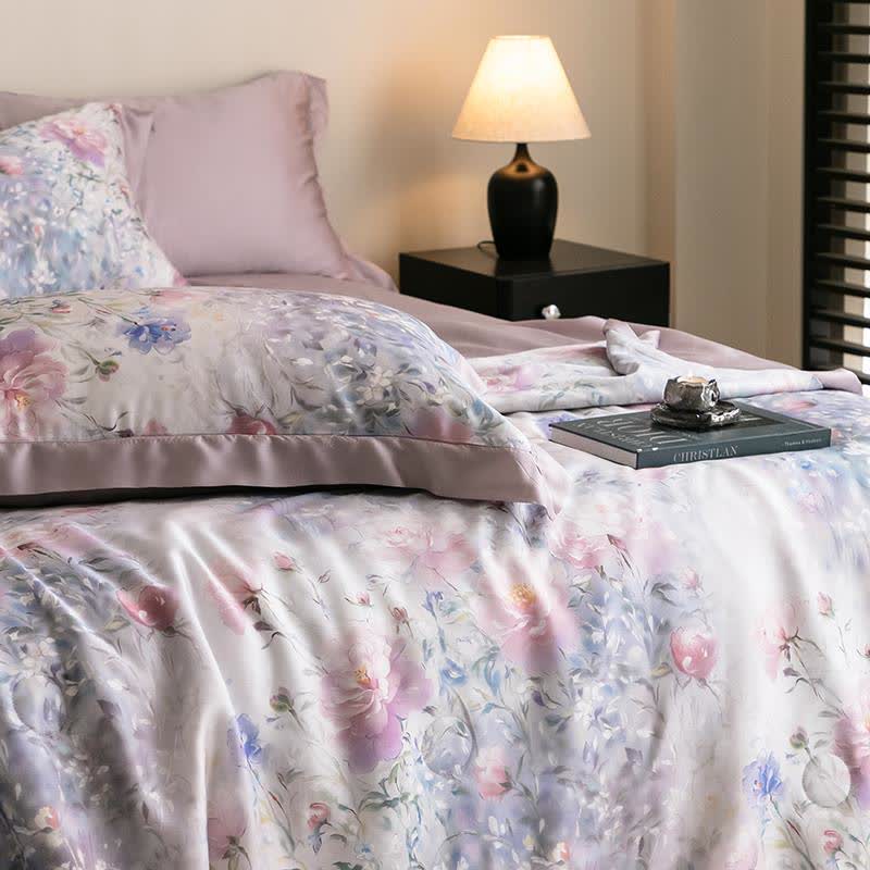 Poppy Floral Print Silky Natural Quilt - image 7