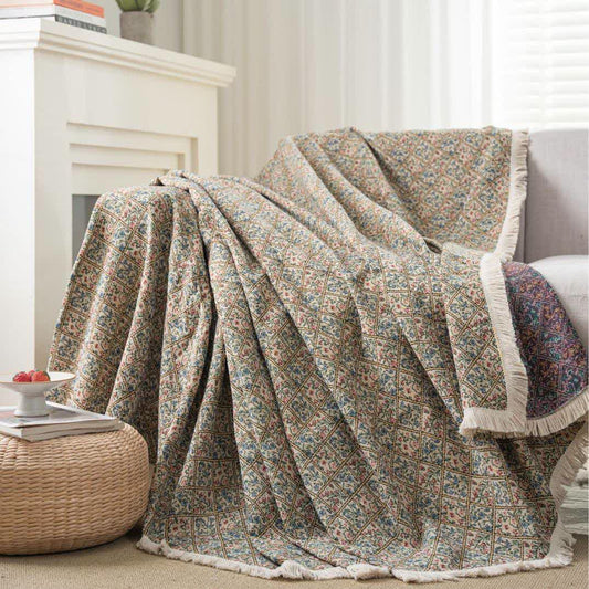 Jacquard Plaid Floral Sofa Protector - image 2