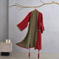 Two-Tone Ginkgo Cotton Gauze Kimono Robe - Red & Green - XL - image 7