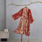 Large Ginkgo Leaf Cotton Kimono Robe - Red & Nude - XL - image 7