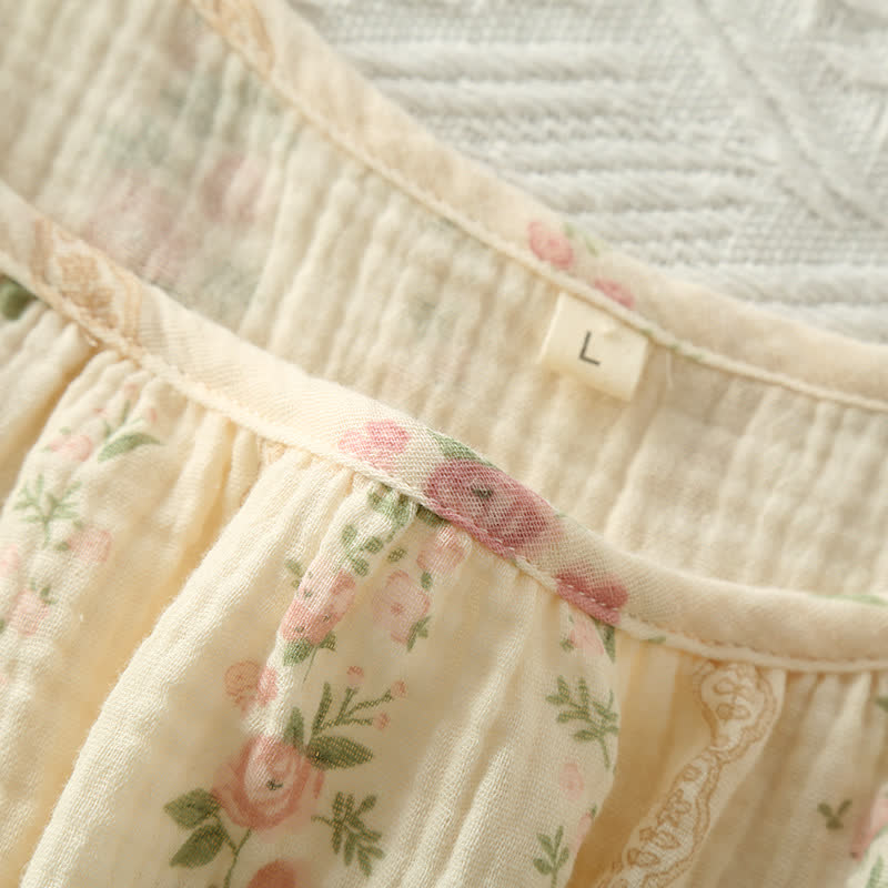 Striped Floral Cotton Gauze Cami Pajamas - image 5