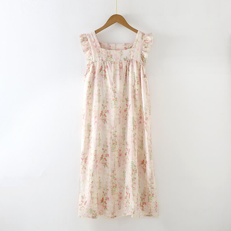 Pink Rose Padded Ruffle Sleeveless Nightwear - Nightdress - XL - image 4