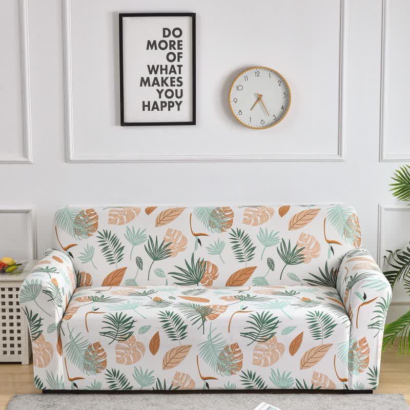 Fallen Leaf Print Stretch Sofa Slipcover - 4-Seater 92" - 118" - image 1