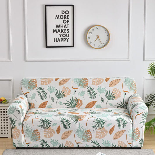Fallen Leaf Print Stretch Sofa Slipcover - 4-Seater 92" - 118" - image 1