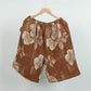 Hibiscus Jacquard Cotton Pajama Shorts - Brown - XL - image 6
