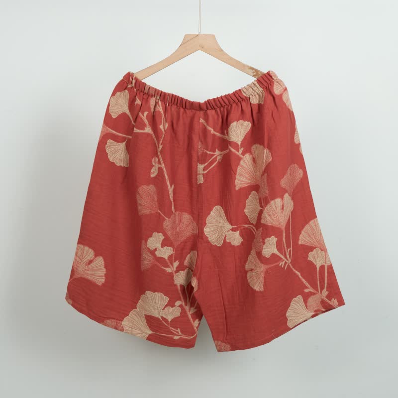 Ginkgo Leaf Jacquard Cotton Pajama Shorts - image 3