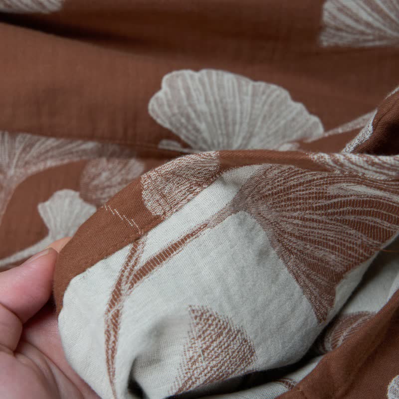 Ginkgo Leaf Jacquard Cotton Pajama Shorts - image 7