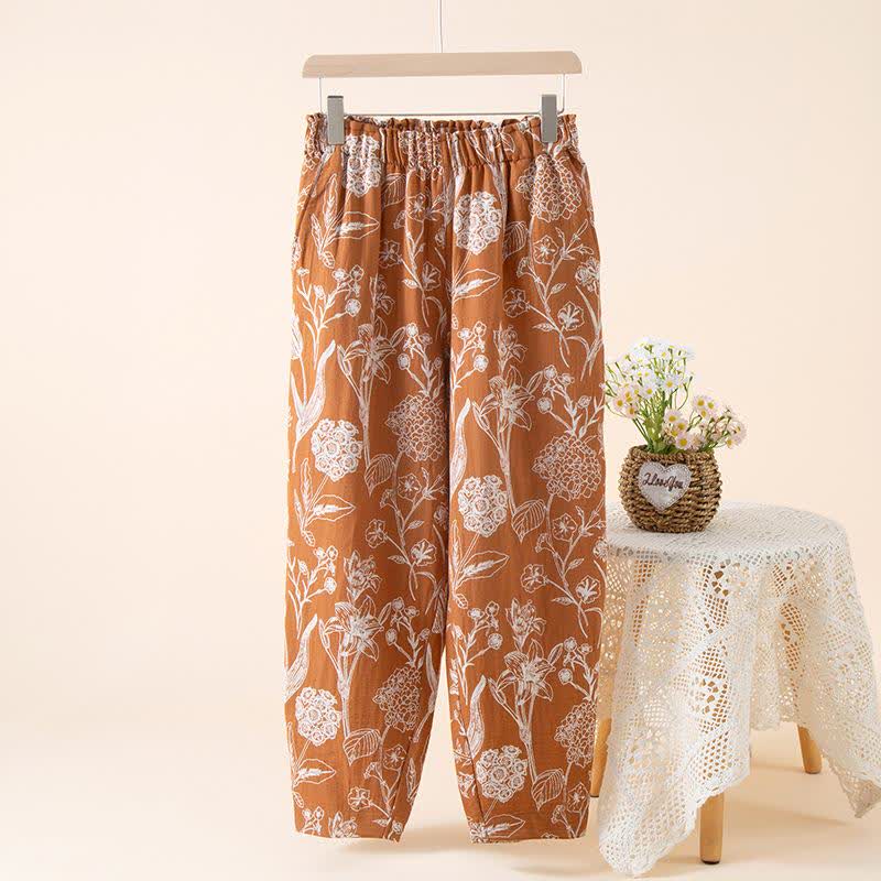 Lily Jacquard Cotton Gauze Lounge Pants - Orange - XL - image 4