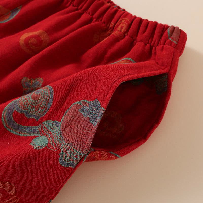 Oriental Style Gourd Persimmon Cotton Sleepwear - image 9