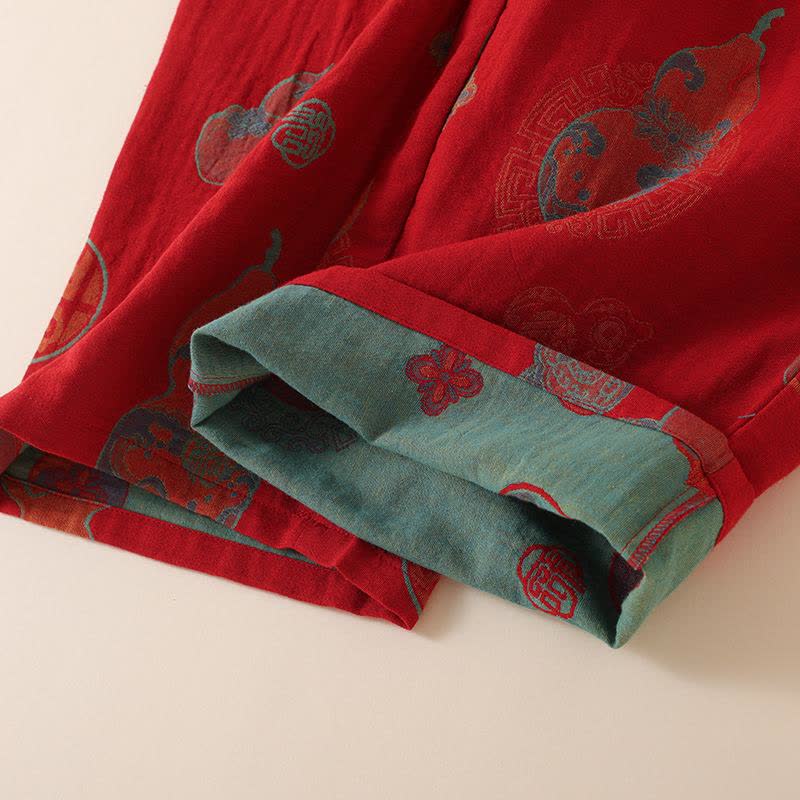 Oriental Style Gourd Persimmon Cotton Sleepwear - image 10
