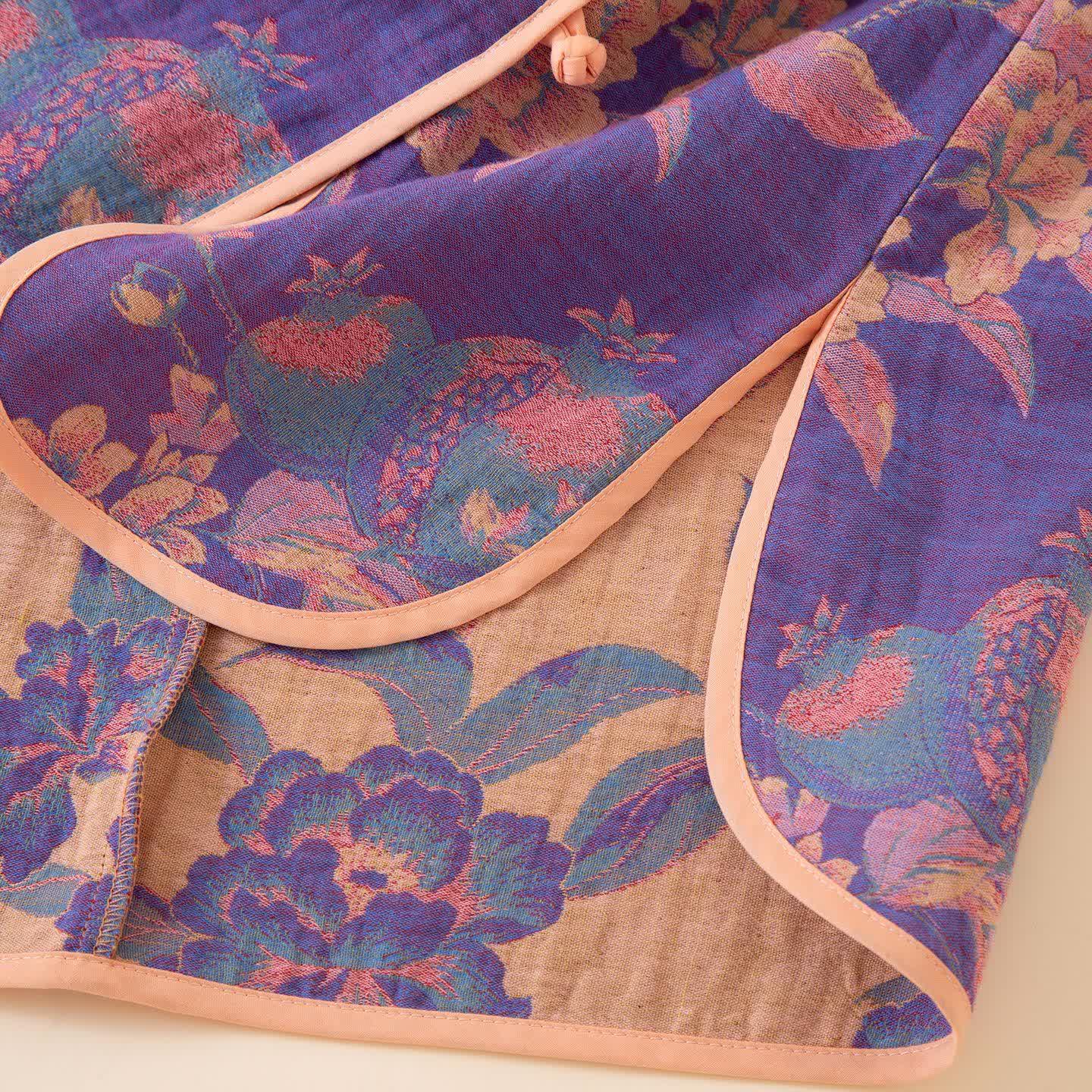 Oriental Style Peony Pomegranate Cotton Sleepwear - image 7