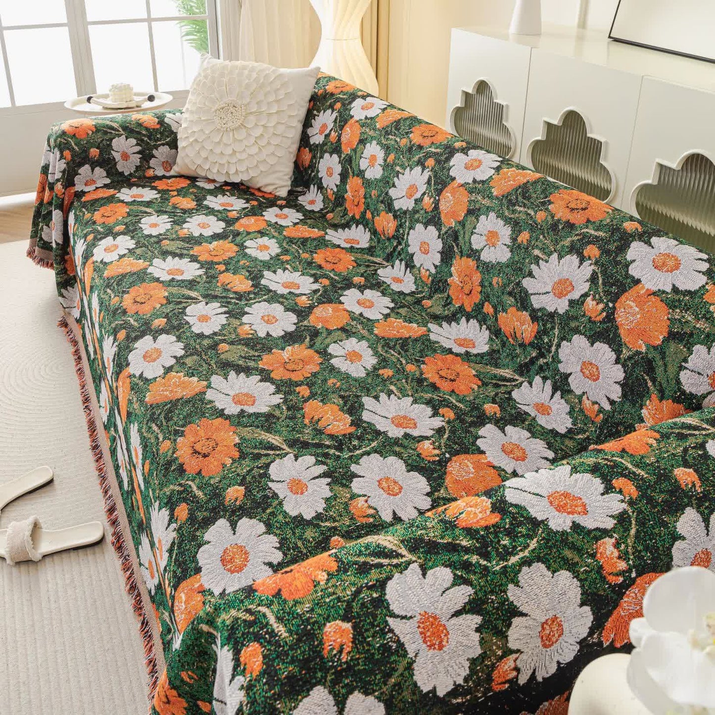 Chenille Daisy Jacquard Sofa Throw Blanket - image 3