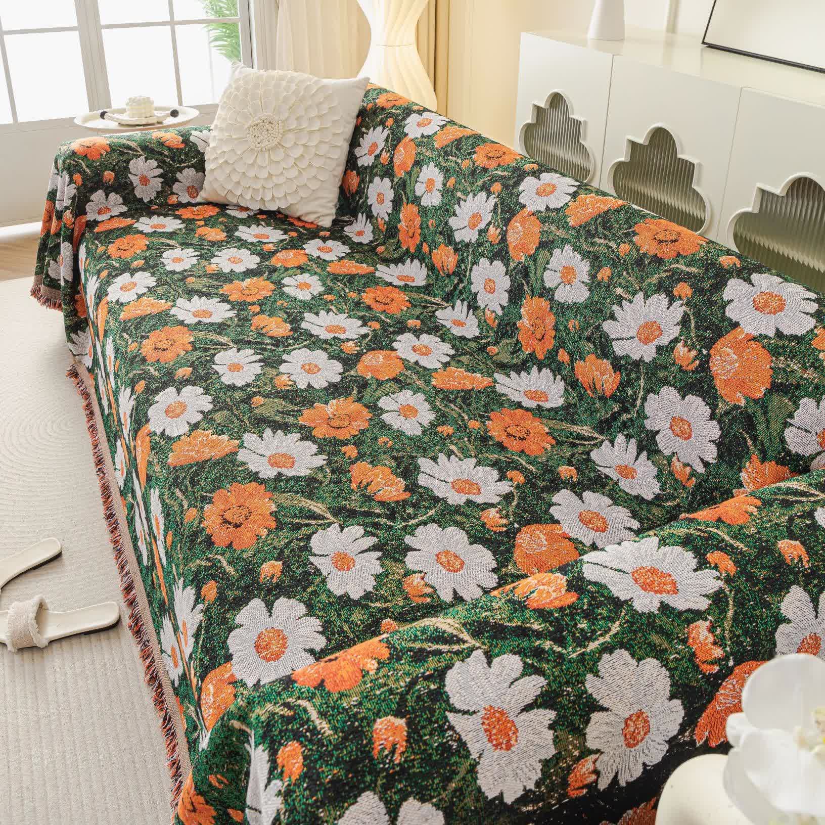 Chenille Daisy Jacquard Sofa Throw Blanket - image 3