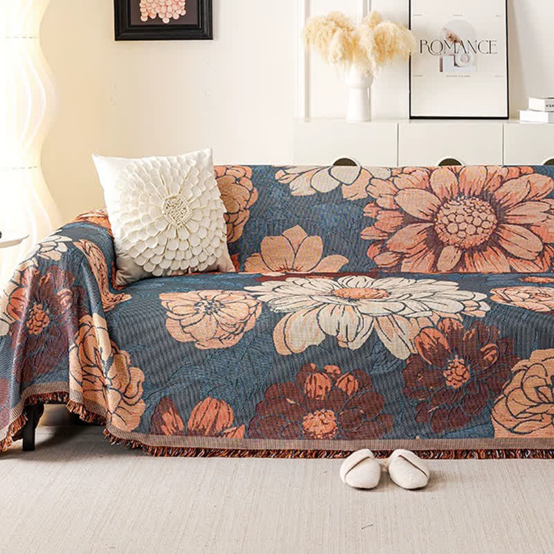 Chenille Camellia Jacquard Sofa Throw Blanket - image 3