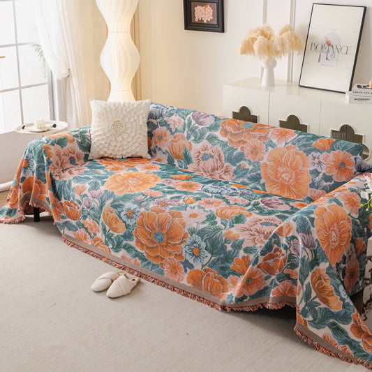 Chenille Painterly Floral Sofa Throw Blanket - 71" x 134" - image 1