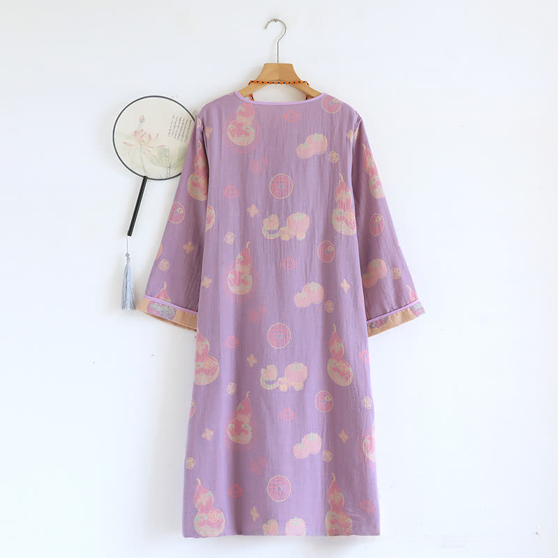 Gourd Pure Cotton Gauze Loose Nightdress - image 1
