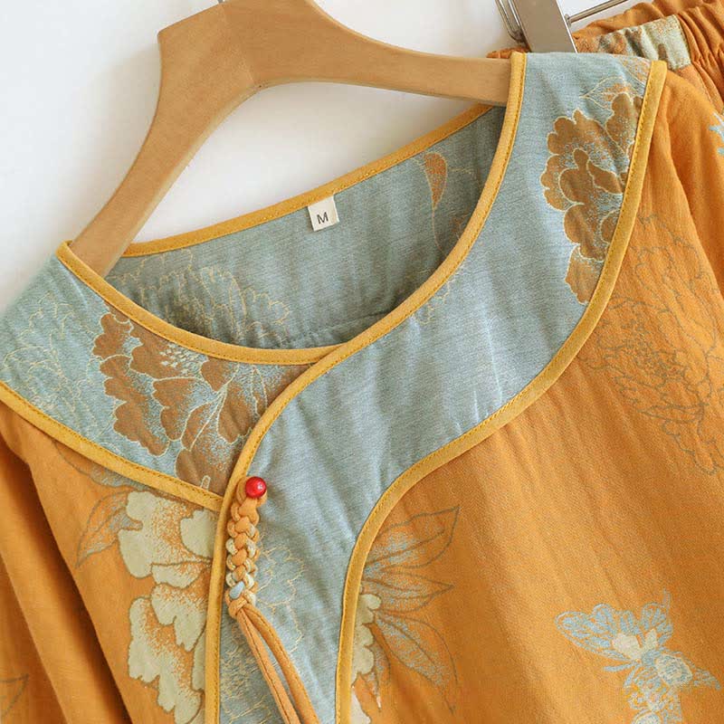 Peony Butterfly Jacquard Cotton Gauze Pajamas - image 4
