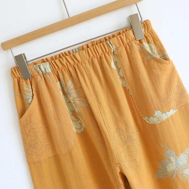 Peony Butterfly Jacquard Cotton Gauze Pajamas - image 11