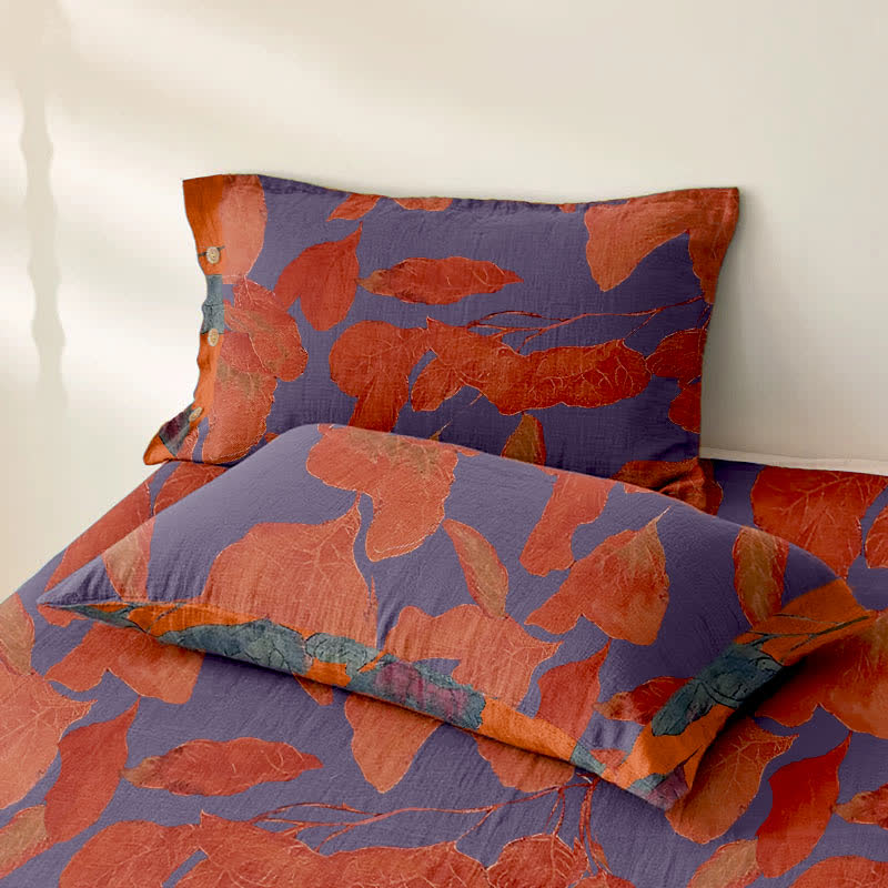 Botanical Leaf Cotton Gauze Jacquard Bedspread - image 7