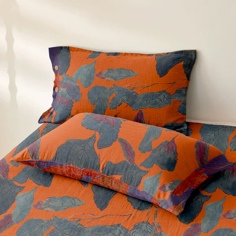 Botanical Leaf Cotton Gauze Jacquard Bedspread - image 3