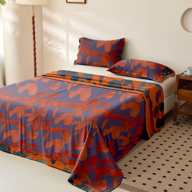 Botanical Leaf Cotton Gauze Jacquard Bedspread - image 6