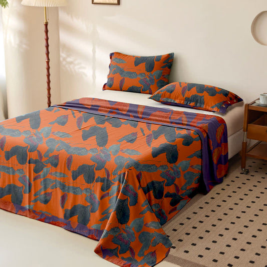Botanical Leaf Cotton Gauze Jacquard Bedspread - image 2