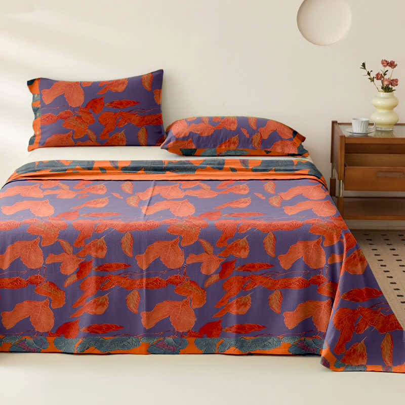 Botanical Leaf Cotton Gauze Jacquard Bedspread - Purple - 2PCS Pillowcases - 41" x 20" - image 5