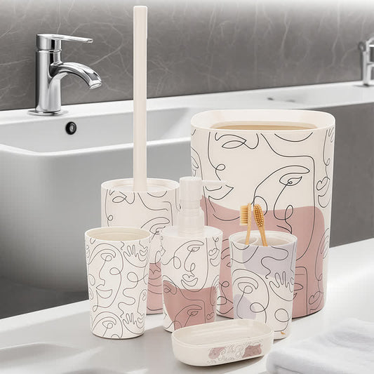 Abstract Face Bathroom Accessory Set(6PCS) - image 2