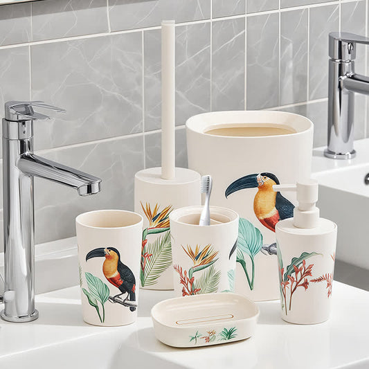 Tropical Flamingo Bathroom Accessory Set(6PCS) - image 2