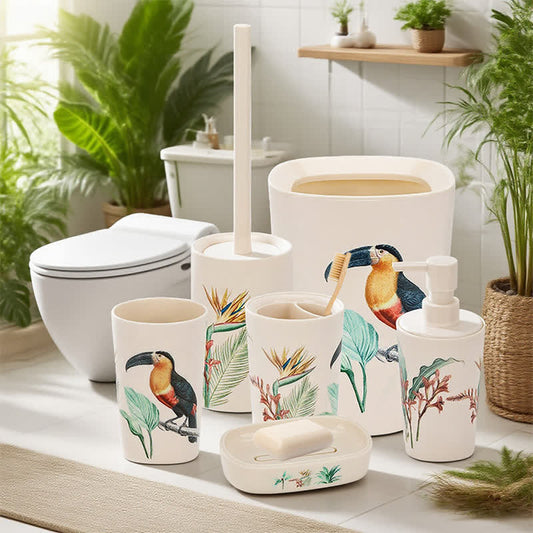 Tropical Flamingo Bathroom Accessory Set(6PCS) - Set(6PCS) - image 1