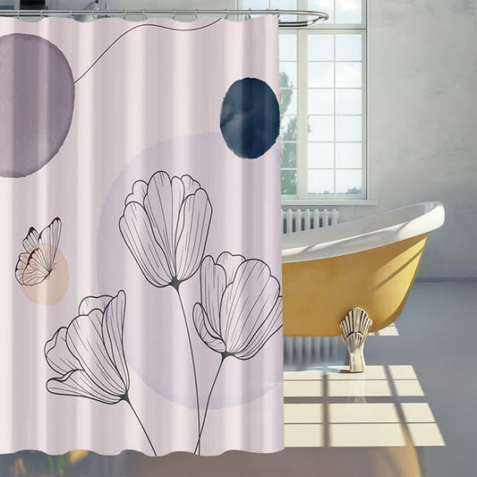 Waterproof Rural Tulip Butterfly Shower Curtain - image 2