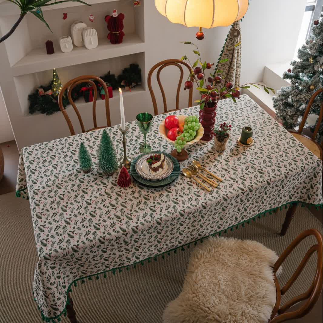 Christmas Pine Needle Berry Print Tablecloth - image 3