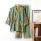 Large Ginkgo Leaf Cotton Kimono Pajamas - Green & Yellow - XL - image 15