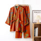 Large Ginkgo Leaf Cotton Kimono Pajamas - Orange - XL - image 10